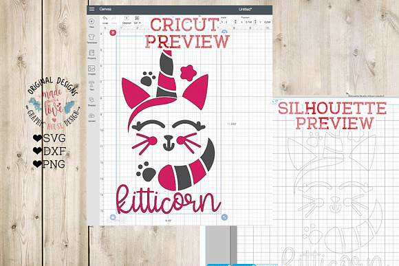 Kitty Unicorn Cut File in Illustrations - product preview 1