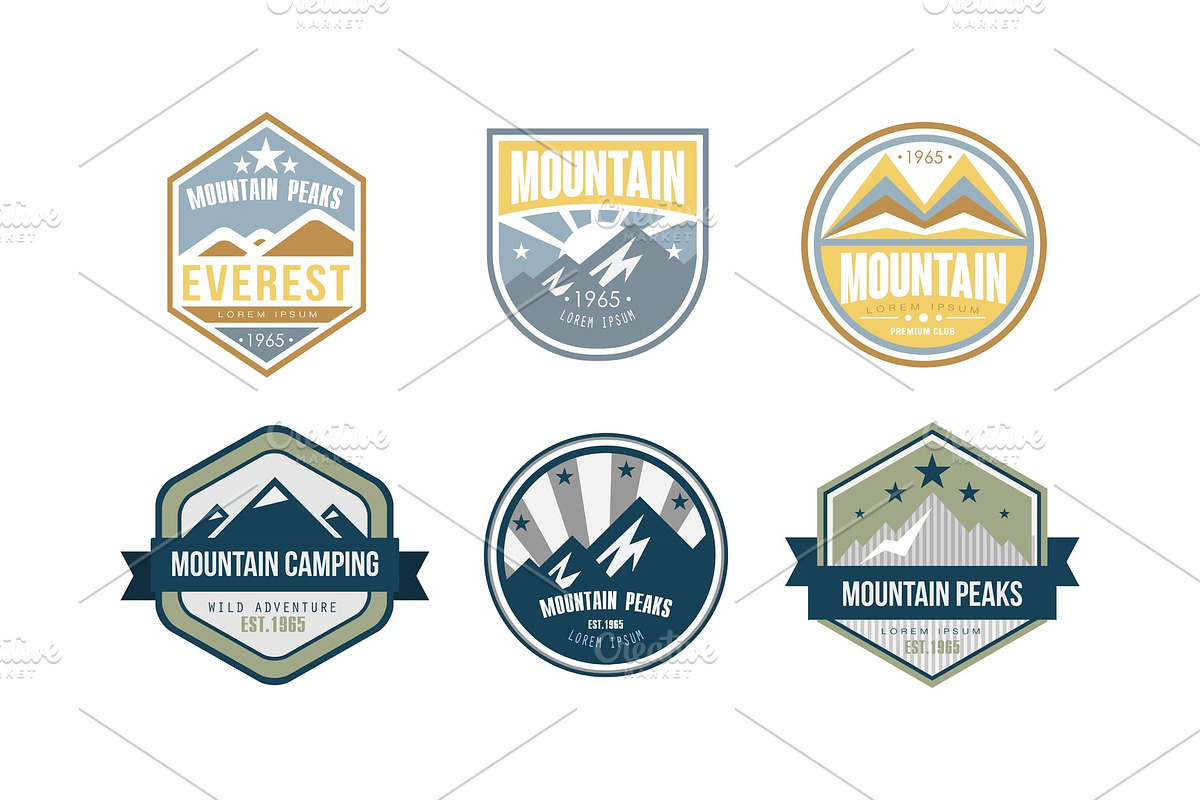 Mountain peaks logo design set in Illustrations - product preview 8