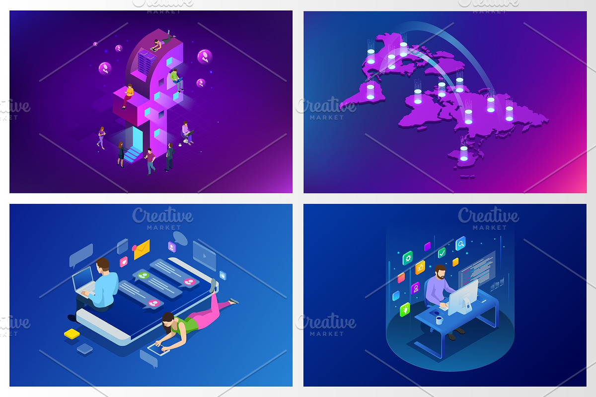 Isometric social media or social in Illustrations - product preview 8
