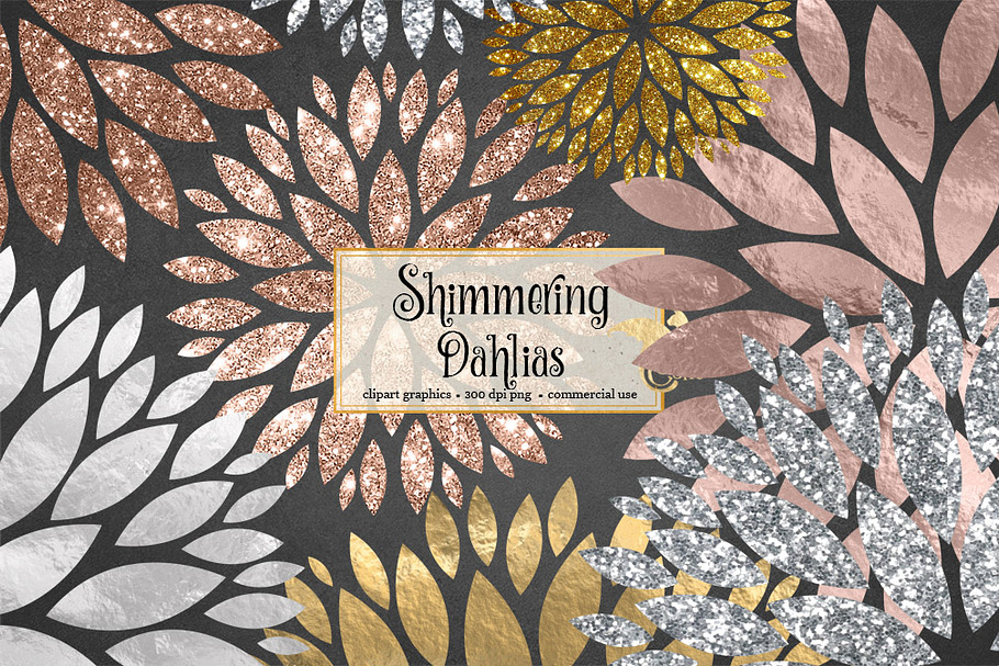 Shimmering Dahlias Clipart in Illustrations - product preview 8