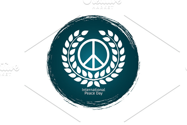 Peace day emblem with grunge