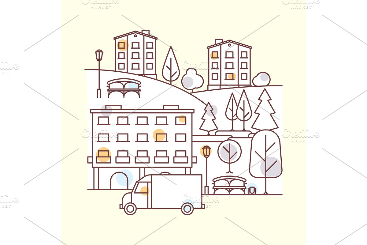 City landscape illustration in Illustrations - product preview 8
