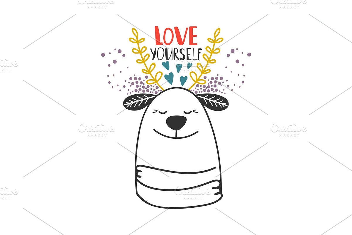 Love yourself dog card template in Illustrations - product preview 8