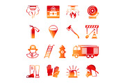 Firefighter colorful icons