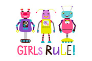 Cute robot girls t-shirt design