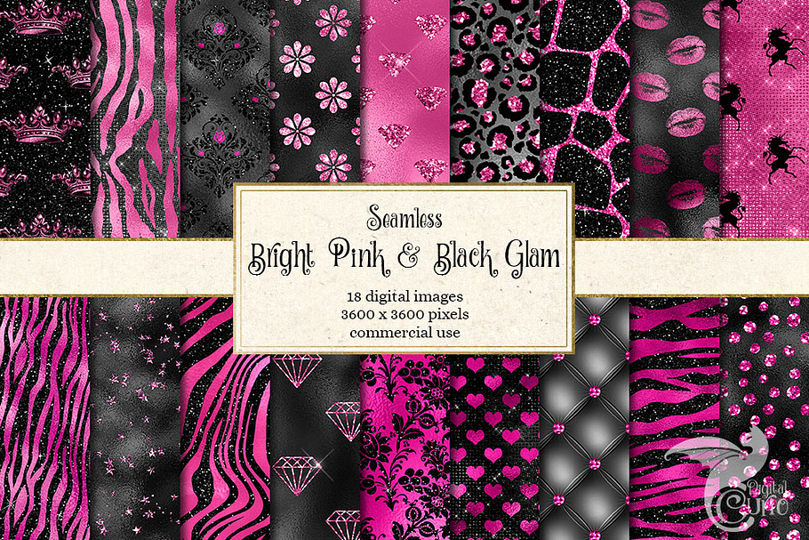 Bright Pink and Black Glam Patterns in Patterns - product preview 8