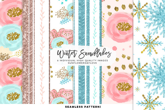 Winter Snowflakes Digital Paper in Illustrations - product preview 1