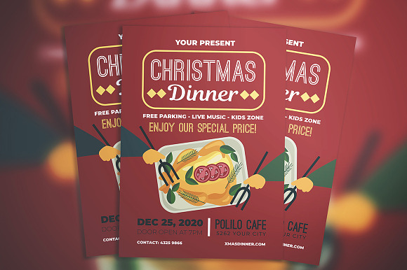 Christmas Dinner Flyer in Flyer Templates - product preview 1