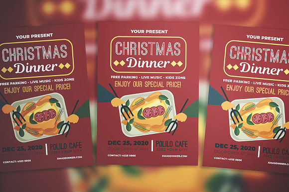 Christmas Dinner Flyer in Flyer Templates - product preview 2
