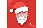 Santa Claus hat and beard in paper
