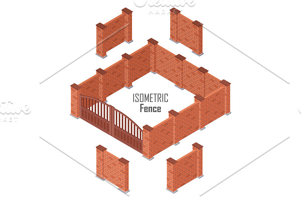 Iron Fence with Brick Columns