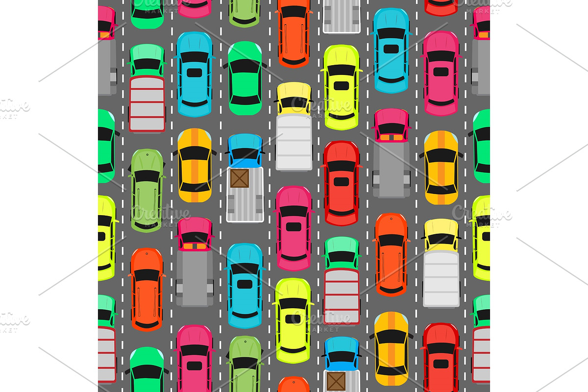 Seamless Pattern Cars on Parking in Illustrations - product preview 8