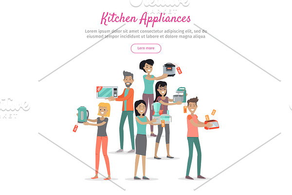 Kitchen Appliances. Set of People on