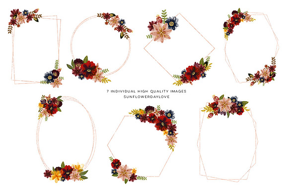 Floral burgundy geometric frame in Illustrations - product preview 1