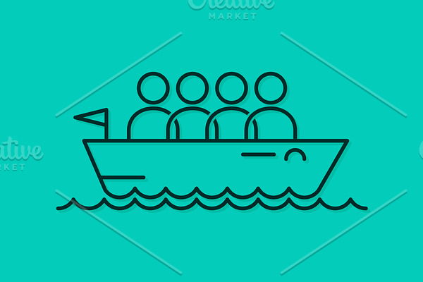 Business team icon line boat concept