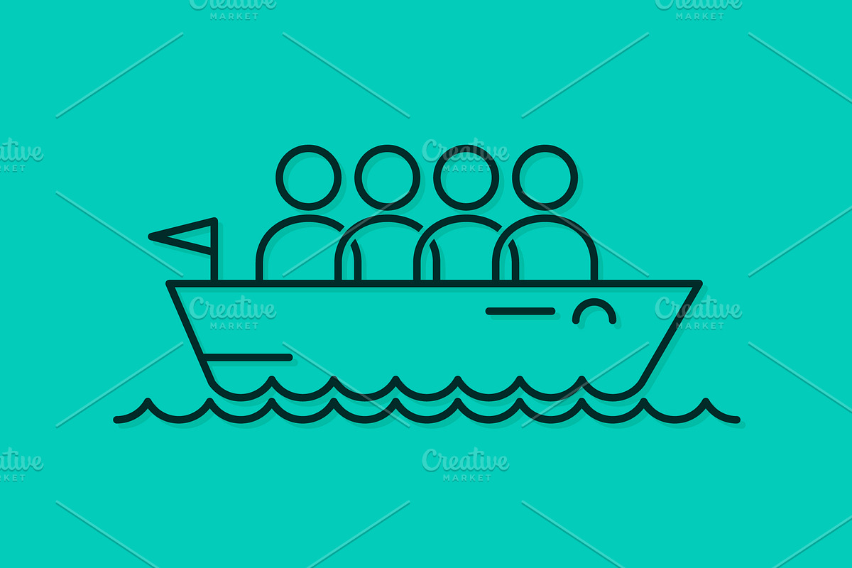 Business team icon line boat concept in Illustrations - product preview 8
