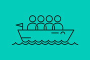 Business team icon line boat concept