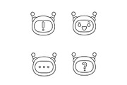 Robot emojis linear icons set