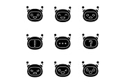 Robot emojis glyph icons set