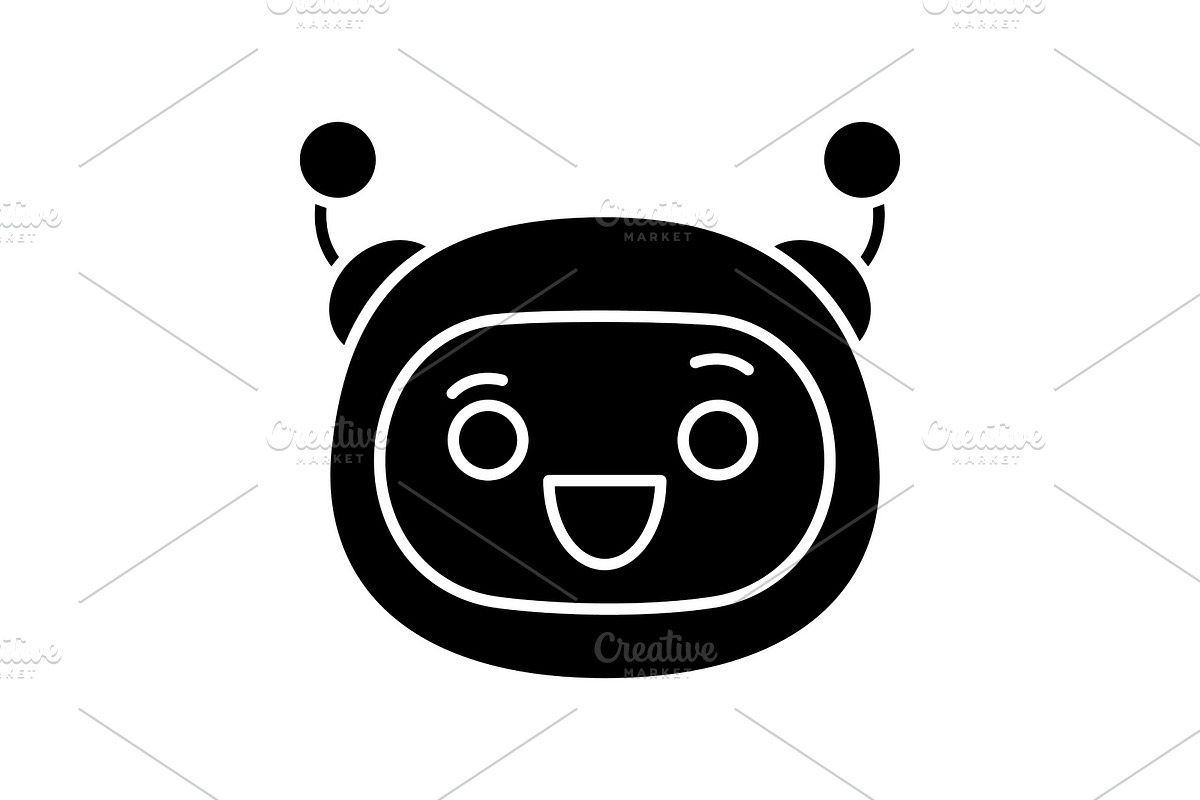 Excited robot emoji glyph icon in Icons - product preview 8