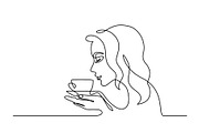Pretty young woman smelling coffee