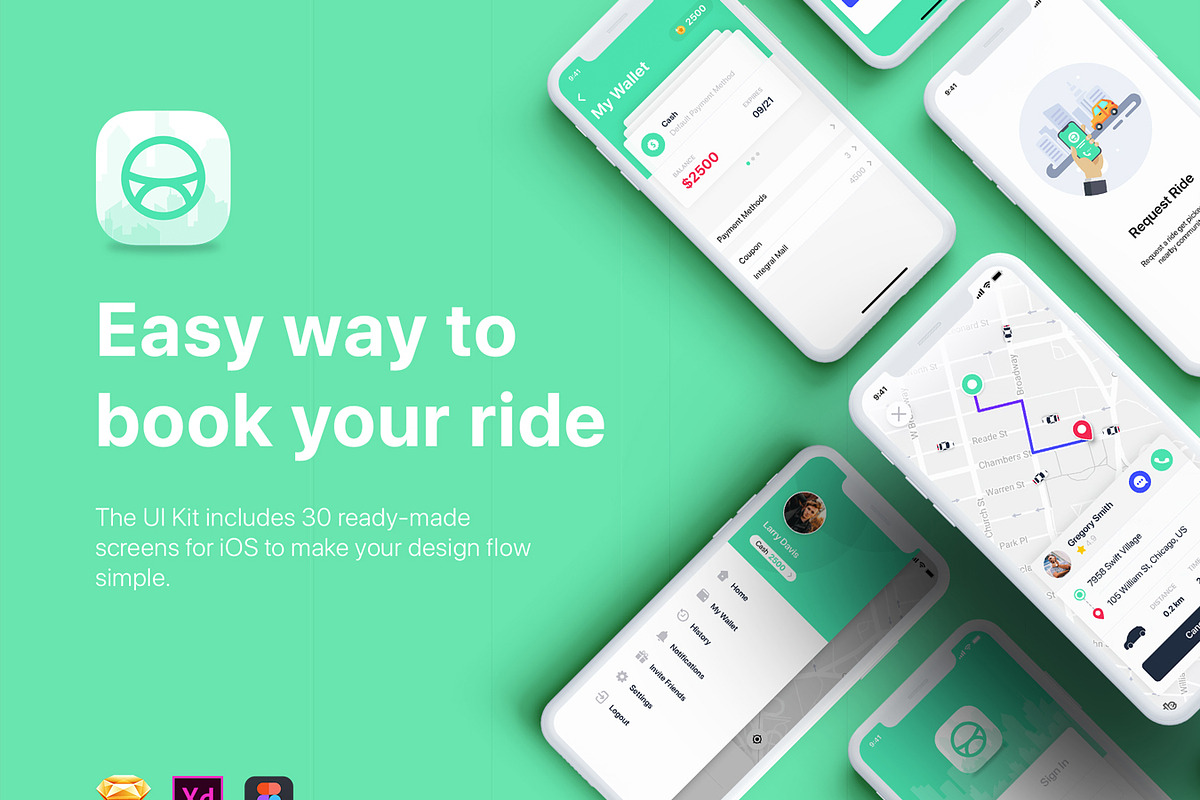 Taxi Booking App UI Kit in App Templates - product preview 8