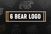 Set of 6 bear logos