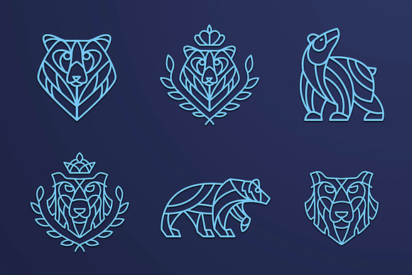 Set of 6 bear logos in Logo Templates - product preview 1