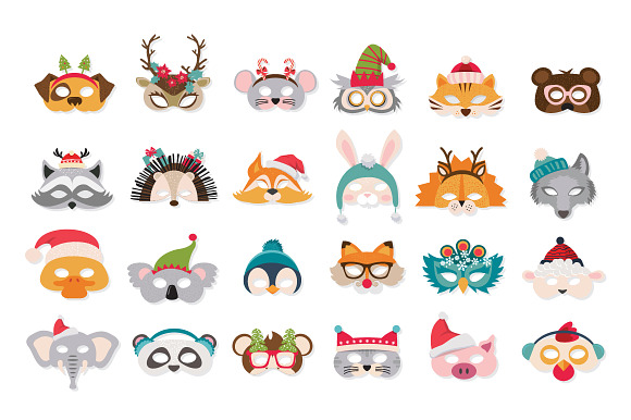 Christmas Animal Masks in Illustrations - product preview 2