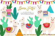 Cactus and Llama Watercolor Clipart 