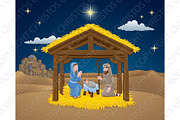 Nativity Christmas Scene Cartoon 