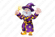 Wizard with Wand Cartoon Character