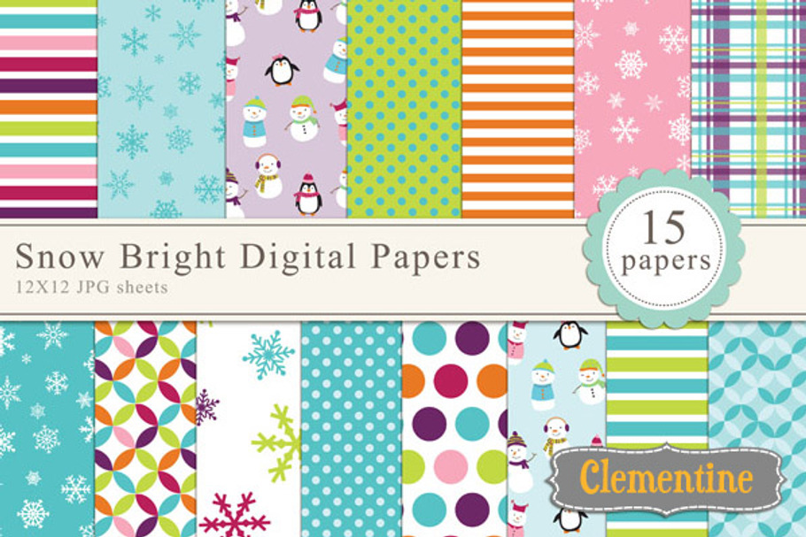 Snow Bright Digital Papers