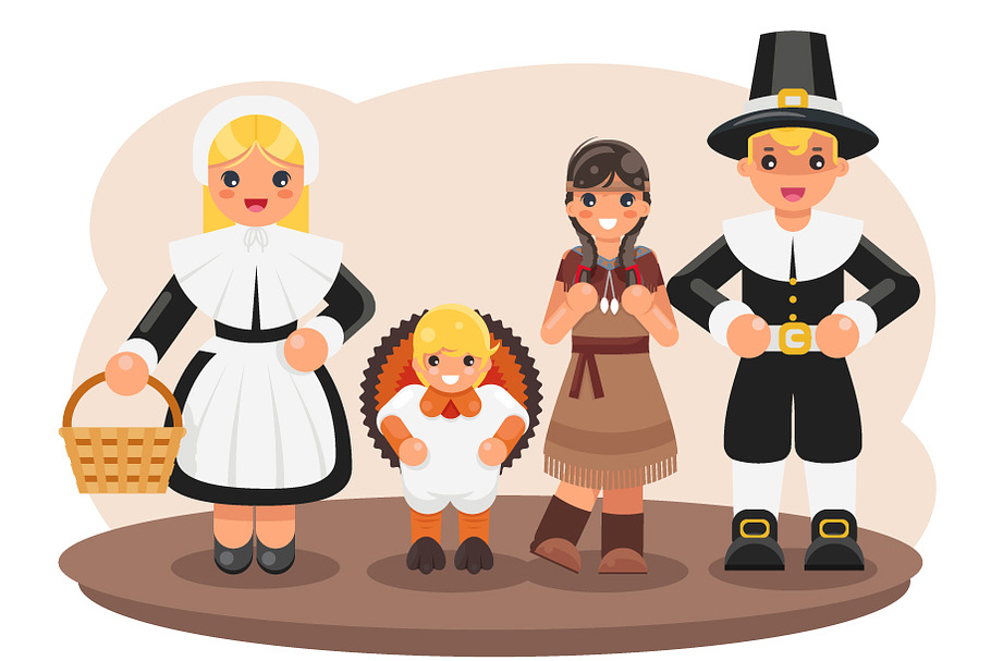 Thanksgiving children costumes  in Illustrations - product preview 8