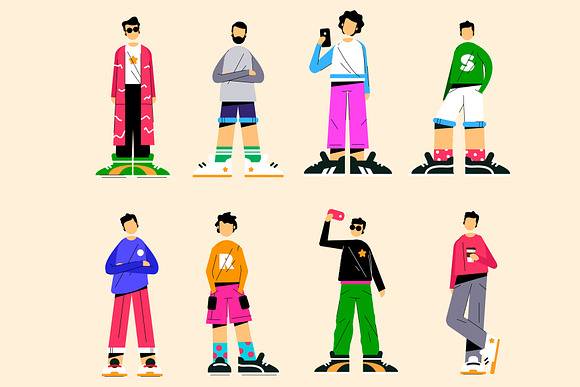 Flat characters set in Illustrations - product preview 1