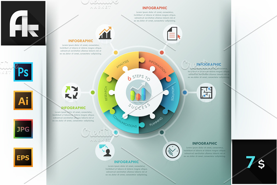 Infographic Puzzle Chart(3 Items) in Presentation Templates - product preview 8