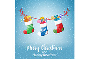 Christmas greeting card with hanging