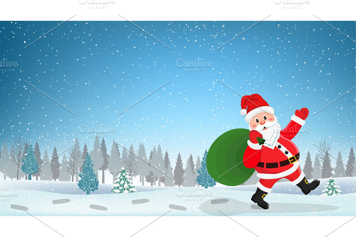 Santa Claus Walking with Bag of in Objects - product preview 8