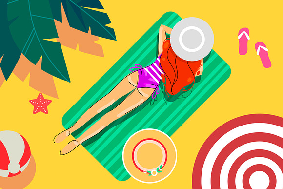 Illustrations of girls on the beach in Illustrations - product preview 4