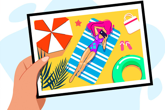 Illustrations of girls on the beach in Illustrations - product preview 6