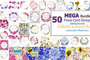 50 bundle vector floral cards design