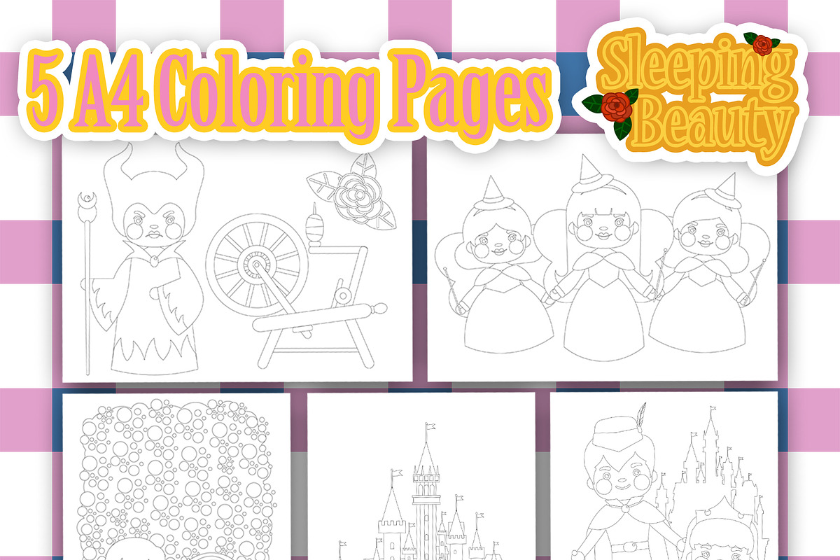 Sleeping Beauty Coloring Pages in Illustrations - product preview 8