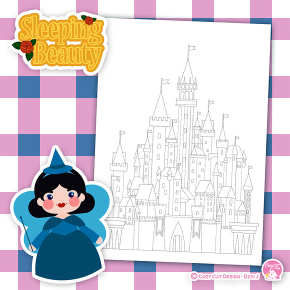 Sleeping Beauty Coloring Pages in Illustrations - product preview 1