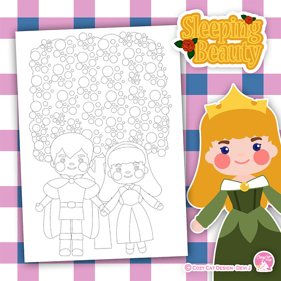 Sleeping Beauty Coloring Pages in Illustrations - product preview 2