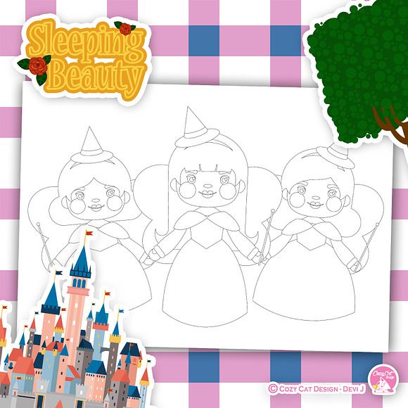 Sleeping Beauty Coloring Pages in Illustrations - product preview 3