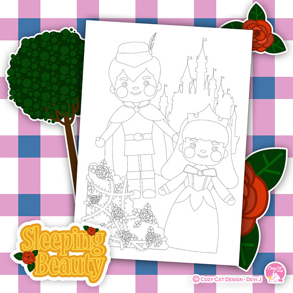 Sleeping Beauty Coloring Pages in Illustrations - product preview 4