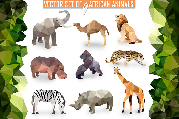 Vector set of African animals icons 