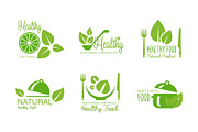 Healthy natural product logos set