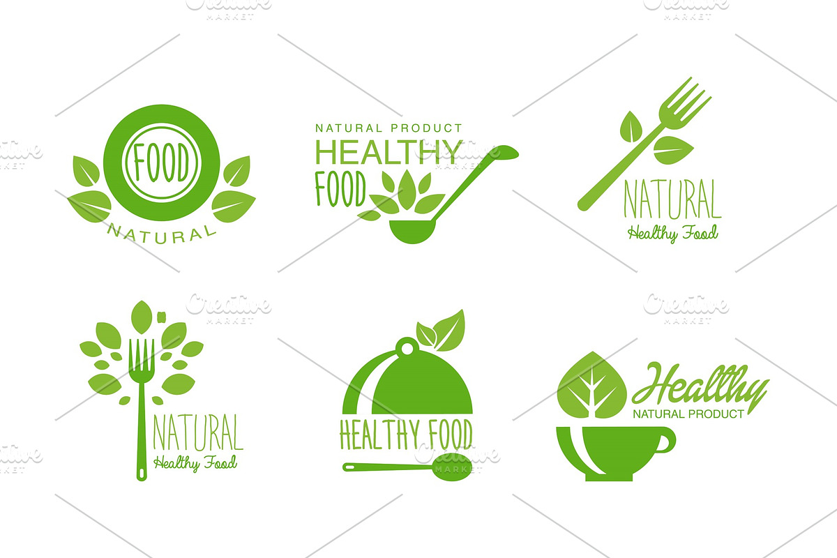 Healthy natural product logos set in Illustrations - product preview 8