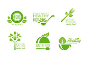 Healthy natural product logos set